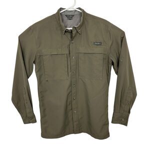 Eddie Bauer Travex Fishing Shirt Ripstop Long Sleeve Vented Mens Sz Small Olive